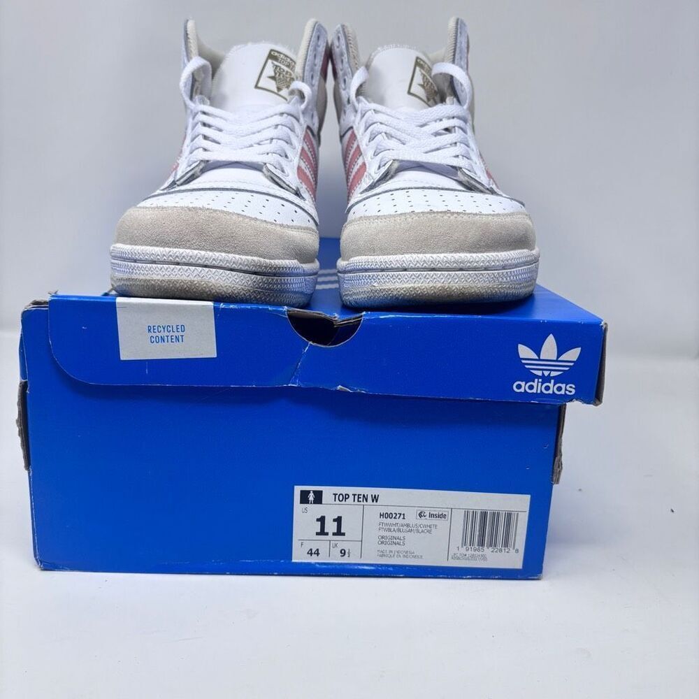 Adidas Originals Top Ten Hi Top White Ambient Blush Leather Sneakers in Box 11 - Picture 2 of 6